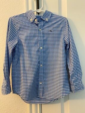 Vineyard Vines Boys' Blue and White Gingham Button-Down Shirt